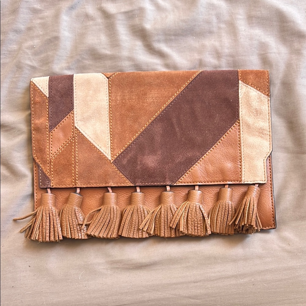 Rebecca Minkoff Brown and Tan Fringe Clutch